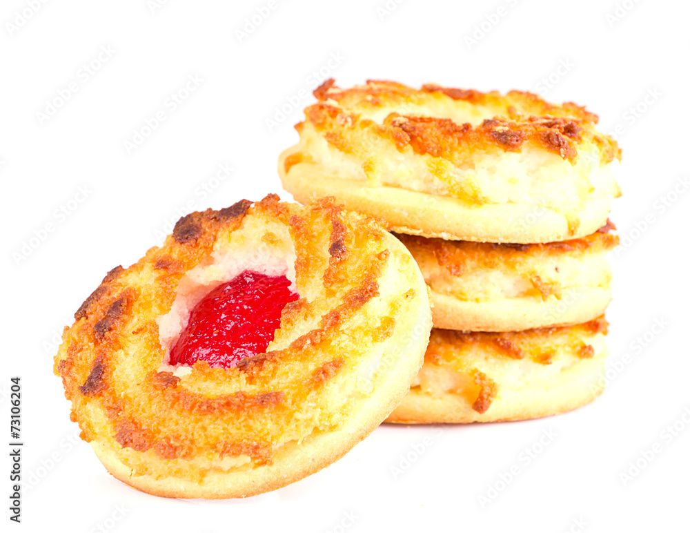 Coconut Biscuits with Cherry Jam