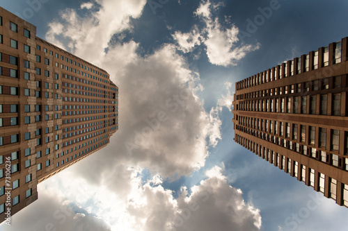 Street upward view of the skyscrapers on Manhattan, New York