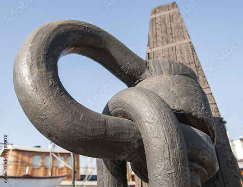 Canvas Print Closeup of old marine shackle