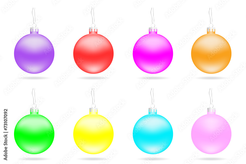 Set of multi-colored Christmas balls. Set of multi-colored Christmas balls.