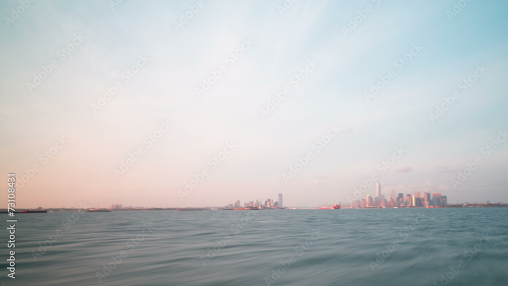 ferry sunset manhattan statue of liberty 4k time lapse new york