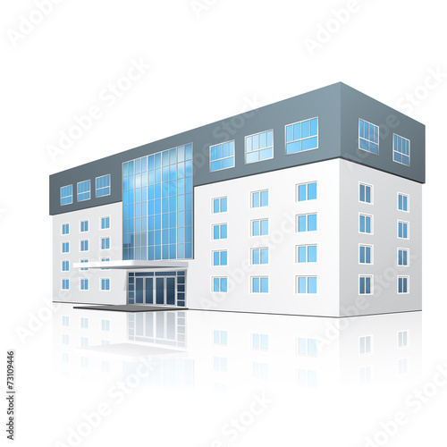 school building with reflection and input