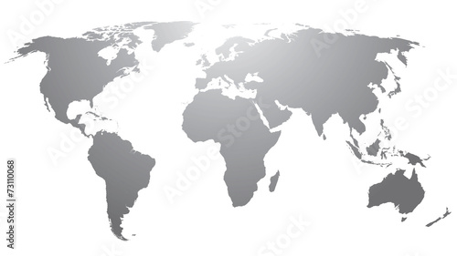 World map countries gray gradient