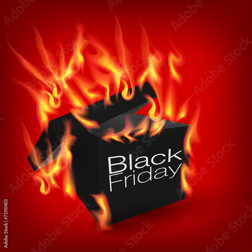 Fiery black friday sale design with box