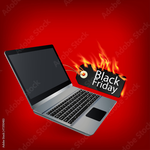 Fiery black friday sale design with Laptop
