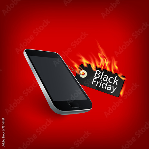Fiery black friday sale design with Smart Phone