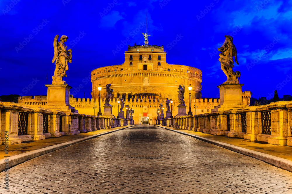 Obraz premium astle Sant'Angelo and the Ponte Sant'Angelo. Rome, Italy