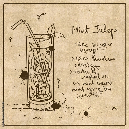 Hand drawn Mint Julep cocktail