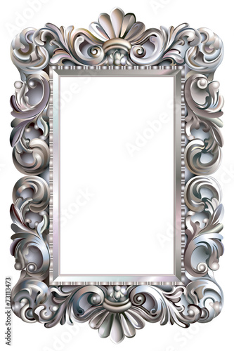 Cadre rococo rectangulaire argenté