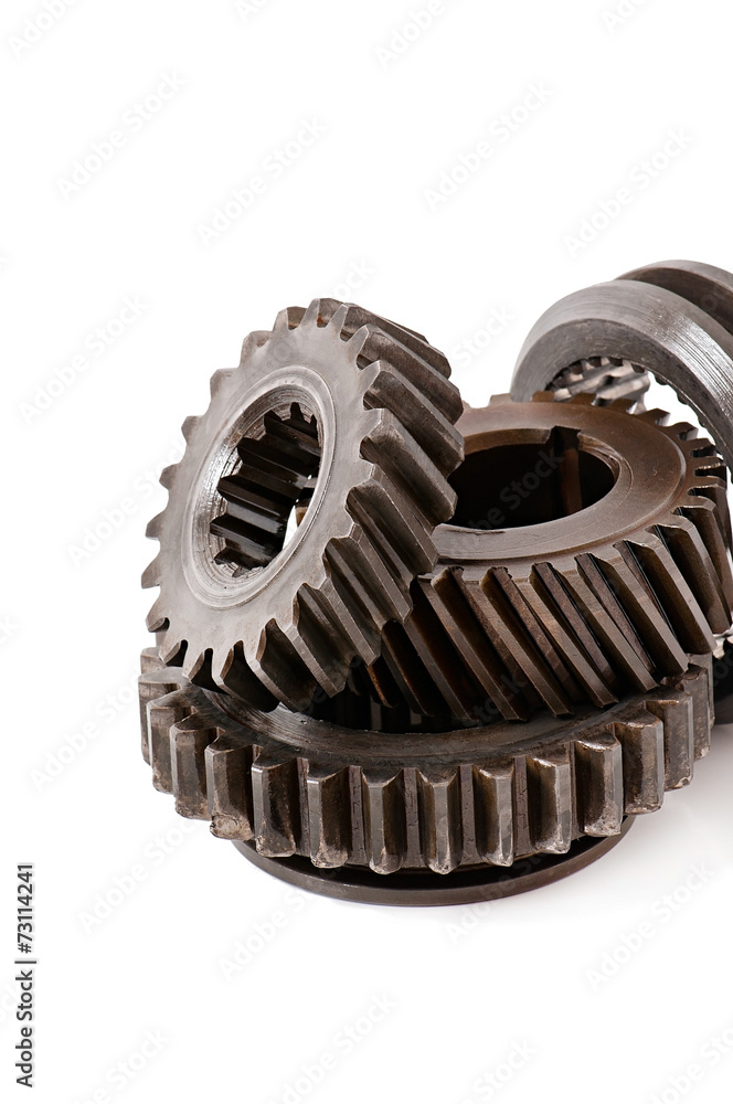 old metal parts gear isolated on white background old metal parts gear isolated on white background