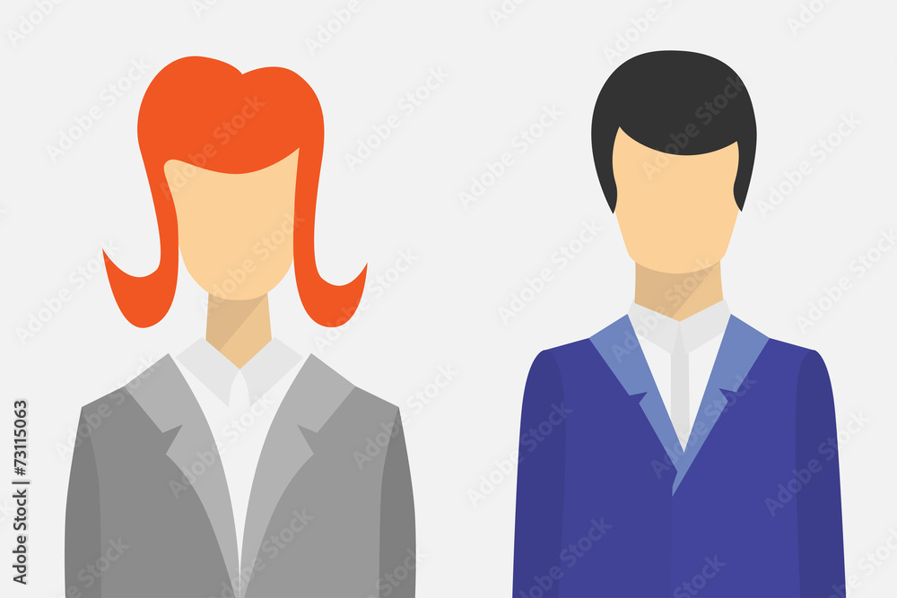 Male and female user icons. Flat vector design Male and female user icons. Flat vector design