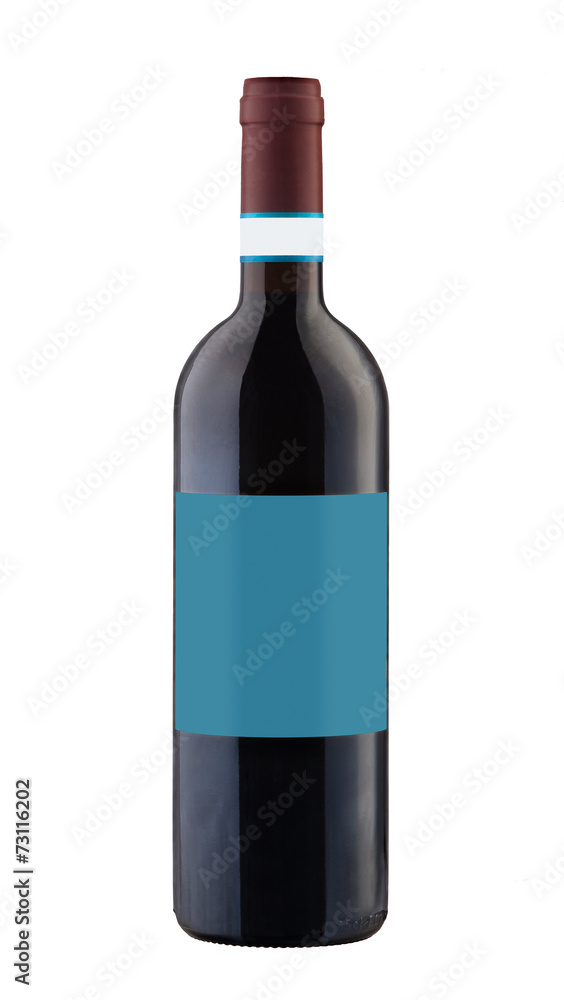 Red wine bottle isolated with blank label. Red wine bottle isolated with blank label.