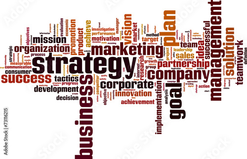 Strategy word cloud concept. Vector illustration