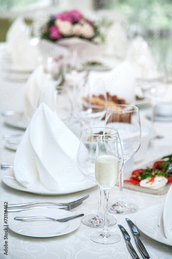 Festival table setting at the restaurant. Festival table setting at the restaurant.