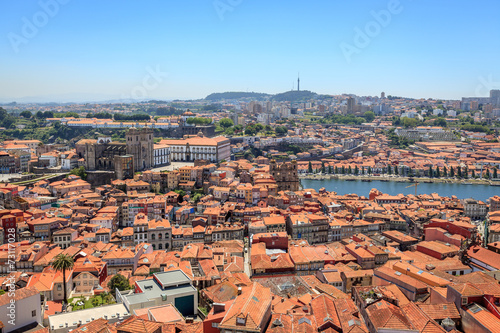Overview of Rooftops and Douro River in Porto © christophe