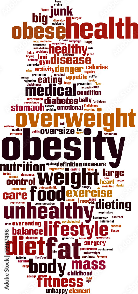 Obesity word cloud concept. Vector illustration