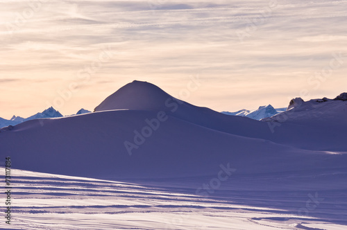 Sunset at Kaprun glacier in Austrian Alps