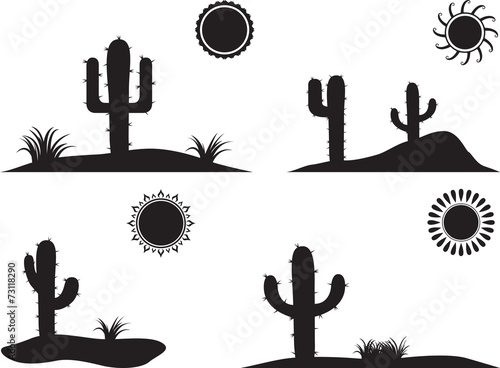 Simple desert landscapes illustrated on white