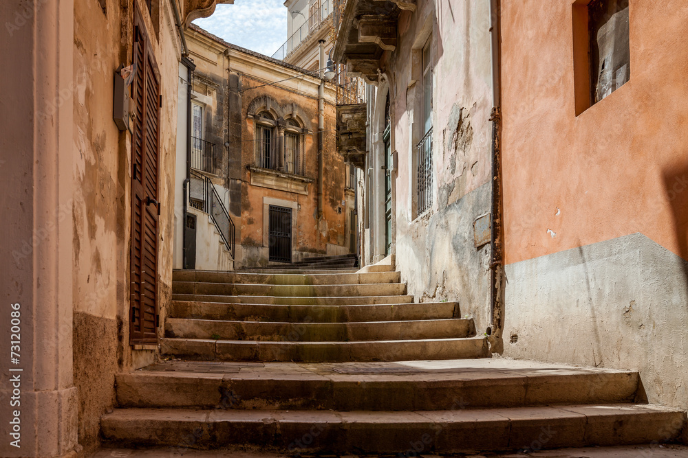 Stairs Through Alley in Sicilian City of Modica