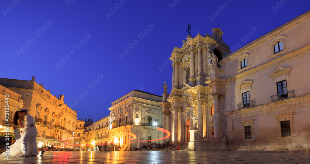 Siracusa Cathedral and City Square at Dusk Siracusa Cathedral and City Square at Dusk