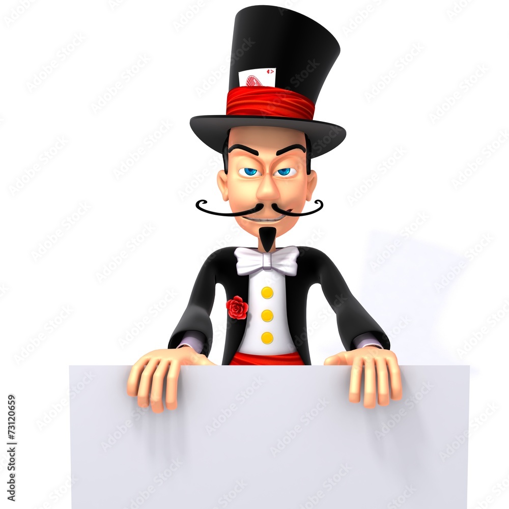 Magician with white panel