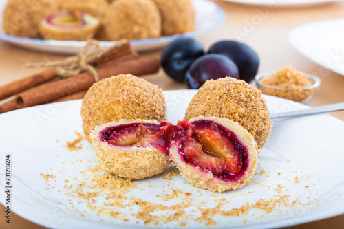 Delicious sweet plum dumplings