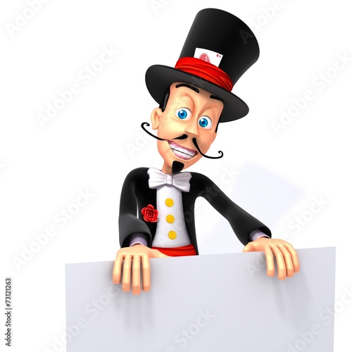 Magician with white panel photo