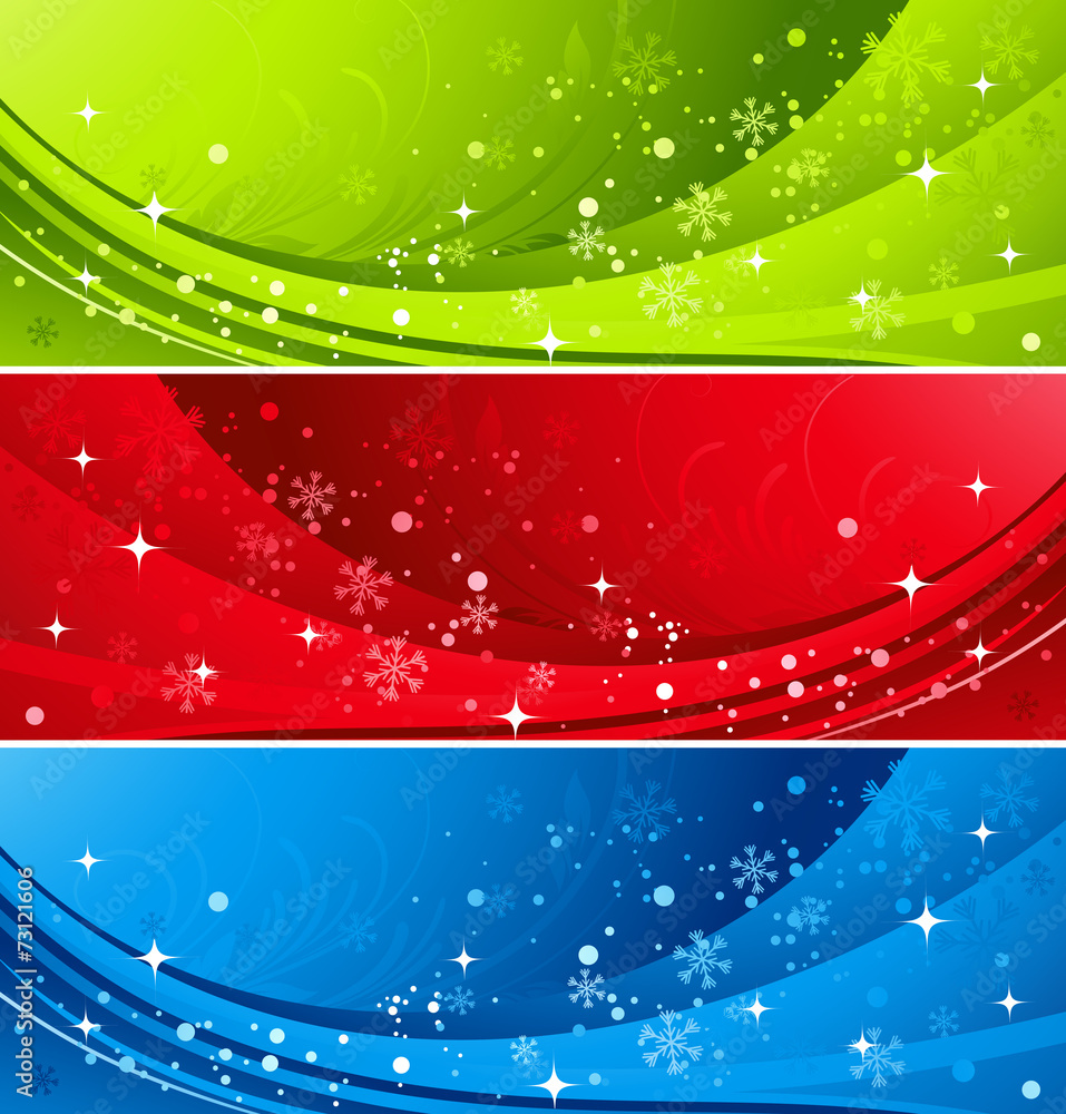 Christmas color  banner with snowflakes - obrazy, fototapety, plakaty 