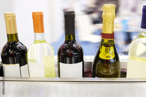 wine bottles on a counter