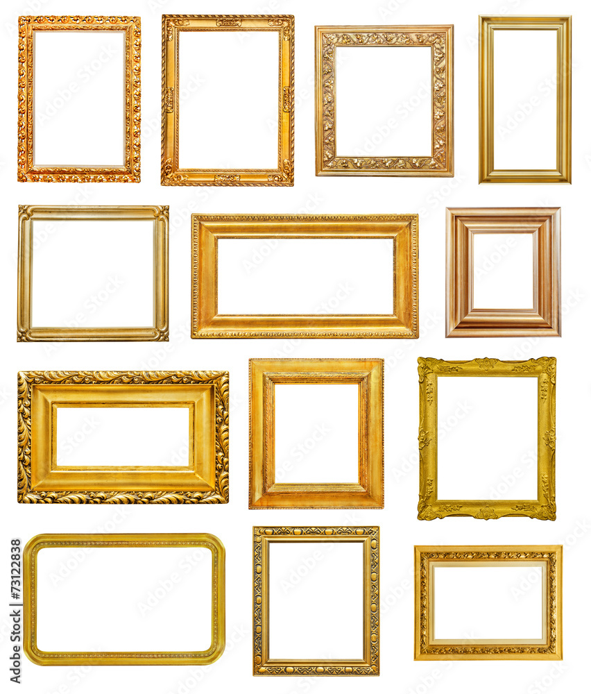 Golden frames on white background Golden frames on white background