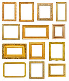 Golden frames on white background