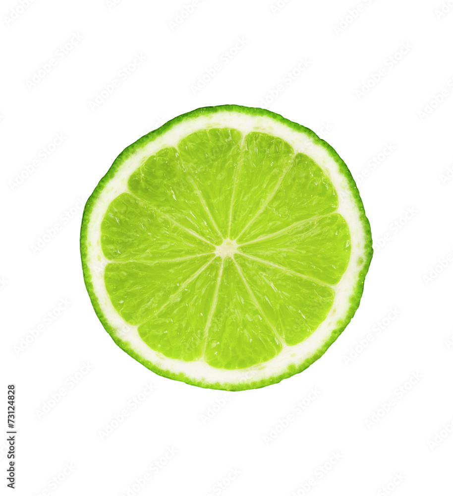 slice of fresh lime on white background