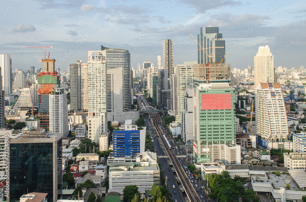 Fototapeta premium Bangkok city view with main traffic