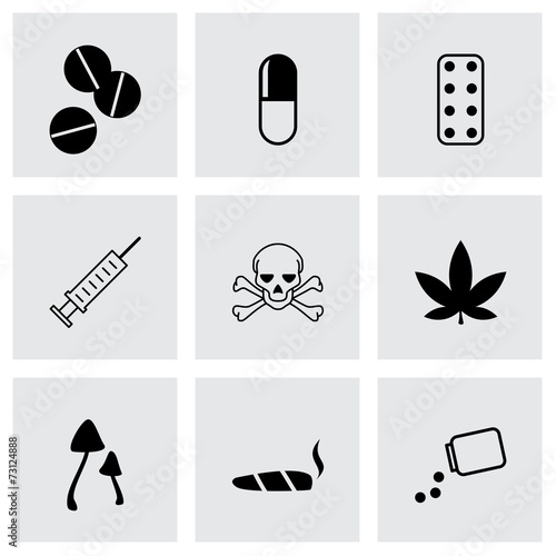 Vector black drugs icon set