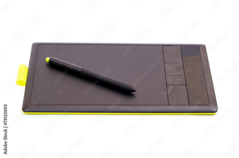 digital, graphic tablet and pen isolated on white digital, graphic tablet and pen isolated on white