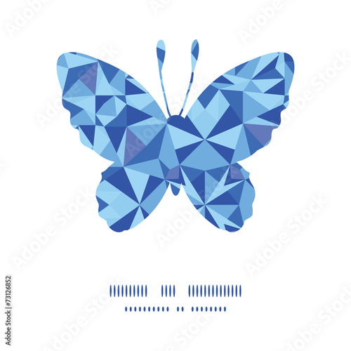Vector blue triangle texture butterfly silhouette pattern frame