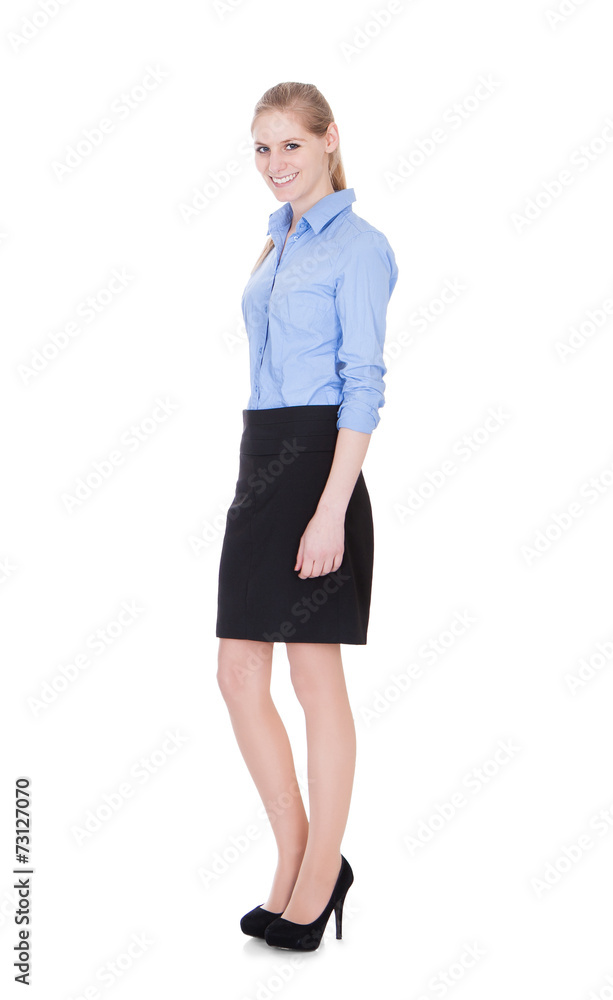 Beautiful Businesswoman Standing Over White Background Beautiful Businesswoman Standing Over White Background