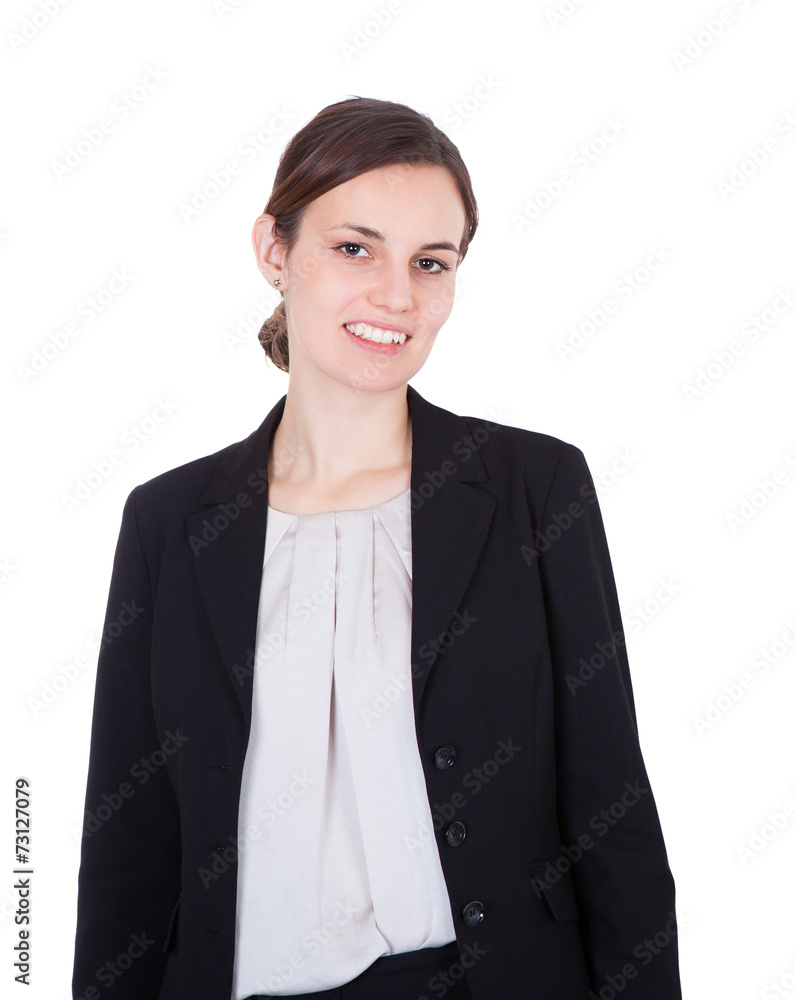 Businesswoman Smiling Over White Background Businesswoman Smiling Over White Background