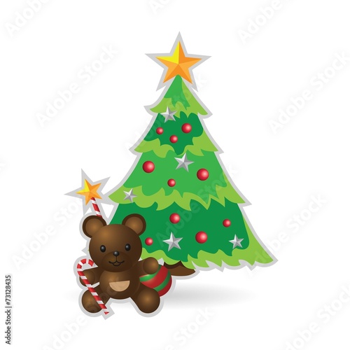 Decorated Christmas tree on white background © boykung