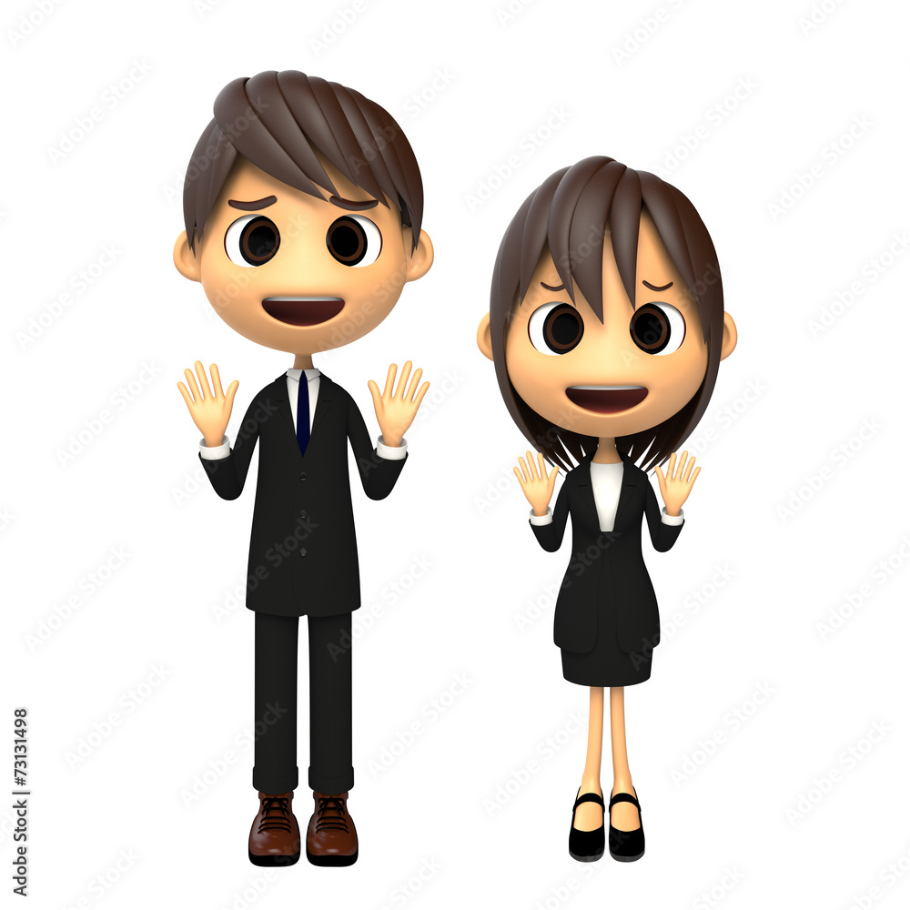 止める男女のビジネスシーン