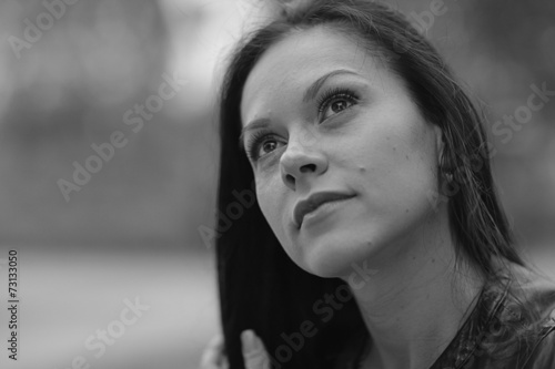 monochrome black and white portrait of a girl