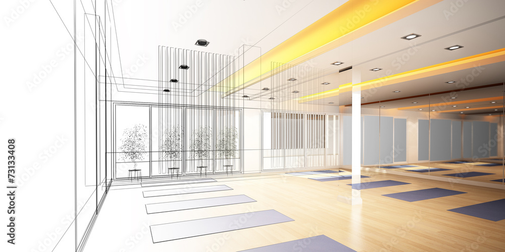 abstract sketch design of interior yoga room abstract sketch design of interior yoga room