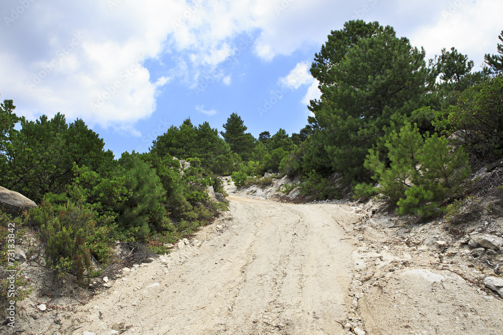 Scenic dirt road in the mountains. Scenic dirt road in the mountains.