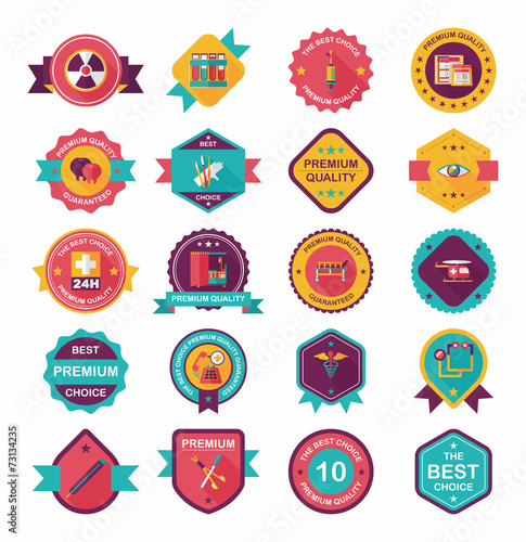 hospital badge banner design flat background set, eps10