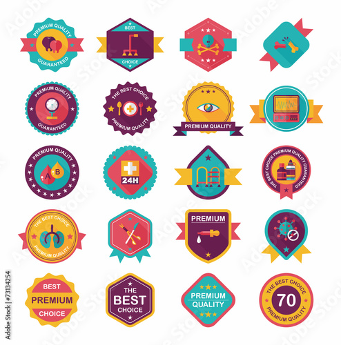 hospital badge banner design flat background set, eps10