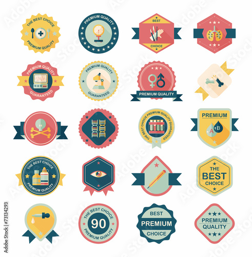 hospital badge banner design flat background set, eps10