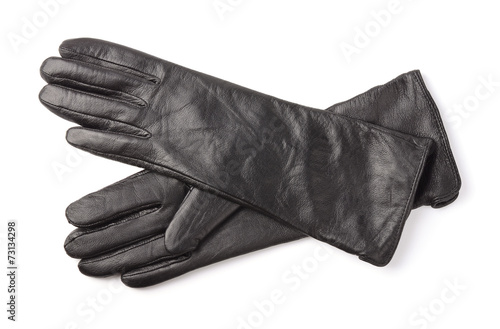 Pair of black leather gloves © Coprid