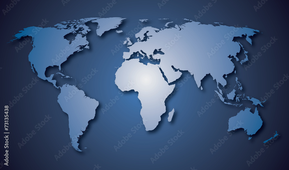World map countries Blue gradient