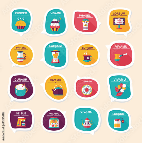 Coffee bubble speech flat banner design flat background set, eps