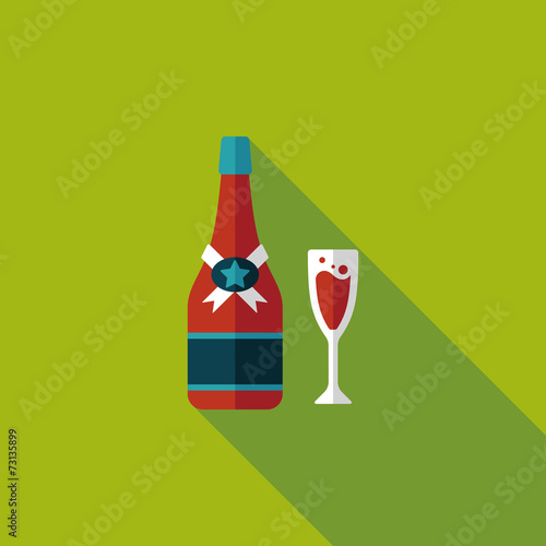 Valentine's day champagne flat icon with long shadow,eps10